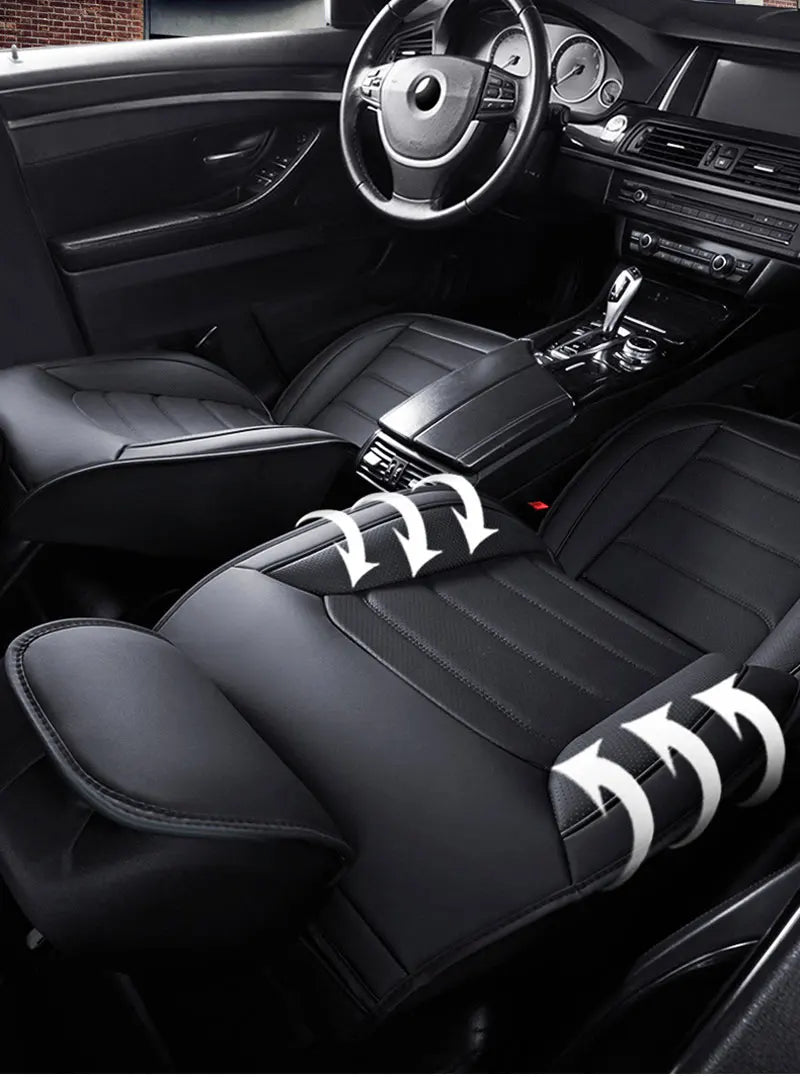 Car Seat Covers Full Set Breathable Leather Auto Front