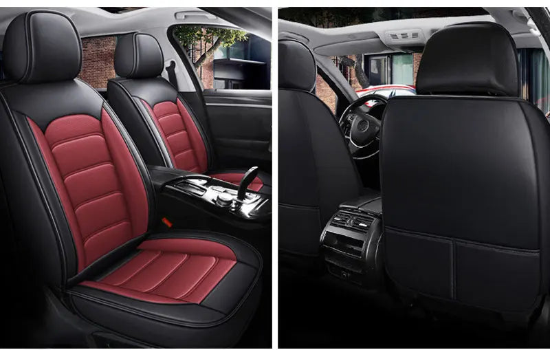 Car Seat Covers Full Set Breathable Leather Auto Front