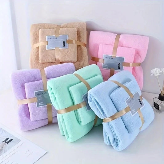 2PC Bath Towels Set Super Soft Highly Absorbent Quick-drying