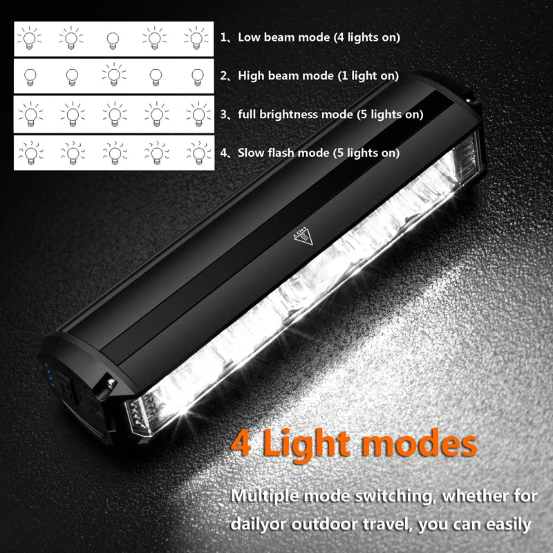 8000mAh 5 LED 5*P90 Bike Light Waterproof USB Rechargeable LED