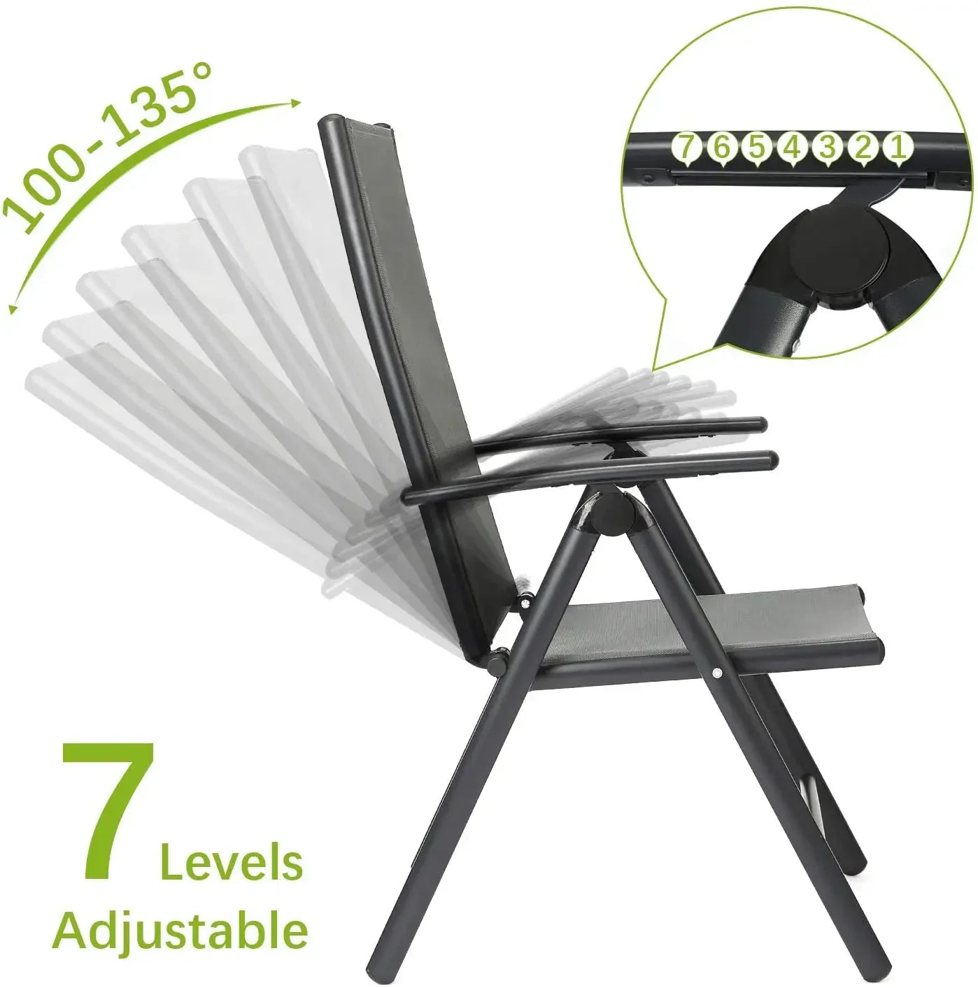 Homfa 2PC Balcony Chairs Set Garden Chairs Folding Chair 7-Way