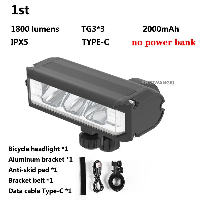 8000mAh 5 LED 5*P90 Bike Light Waterproof USB Rechargeable LED