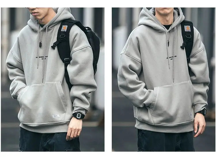 Slouchy hooded sweaters for men in winter American knitwear