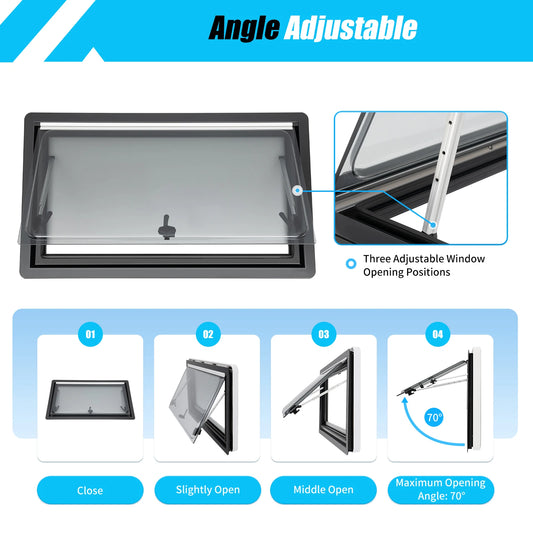 Camper Side Window Hand Open Close 70° Window Hinged