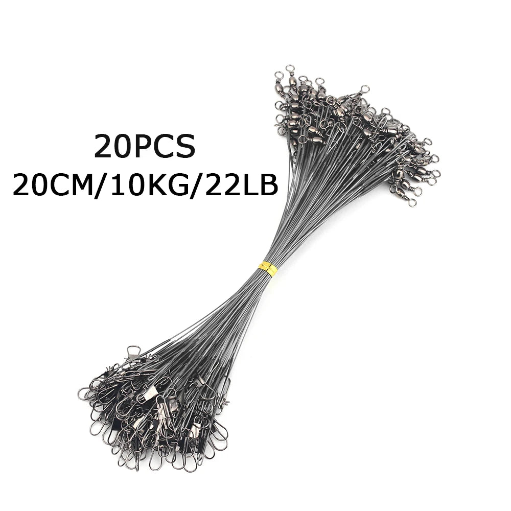 20pcs Steel Wire Leader With Swivel Anti-bite Fishing Line