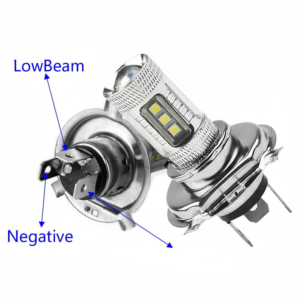 2Pcs 8000K H4 9003 HB2 LED Car Headlight
