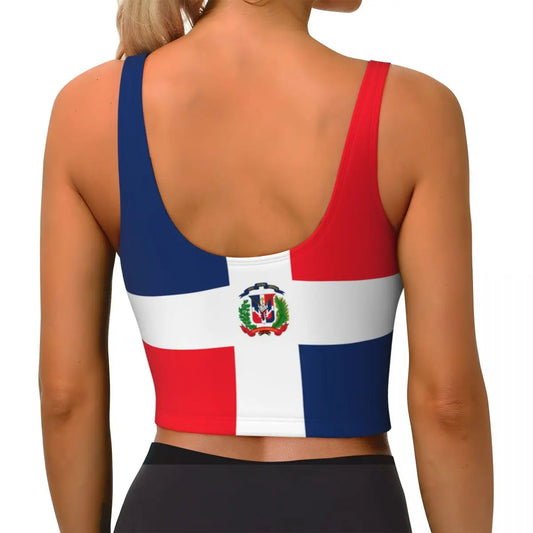 Women Sexy Sports Vest Dominica Flag Female