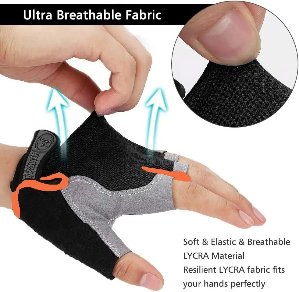 Cycling Gloves Anti Slip Shock Breathable Half Fingerless Gloves