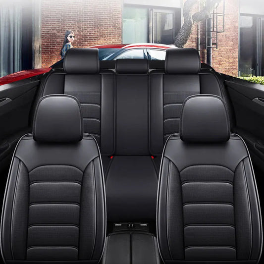 Car Seat Covers Full Set Breathable Leather Auto Front