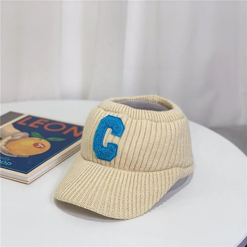 C letter sports hat Unisex winter men solid striped