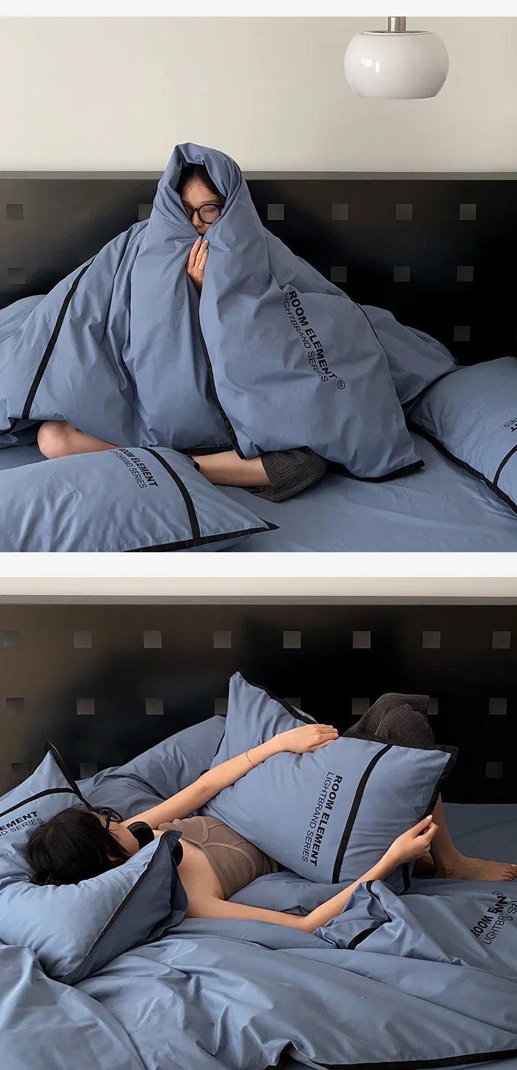 200x230 Modern Washed Queen Duvet Cover Set with Sheet
