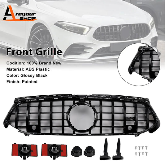 Gloss Black Front Grille Grill Fit for Mercedes A-Class W177 A35 A180 2023 2024 2025