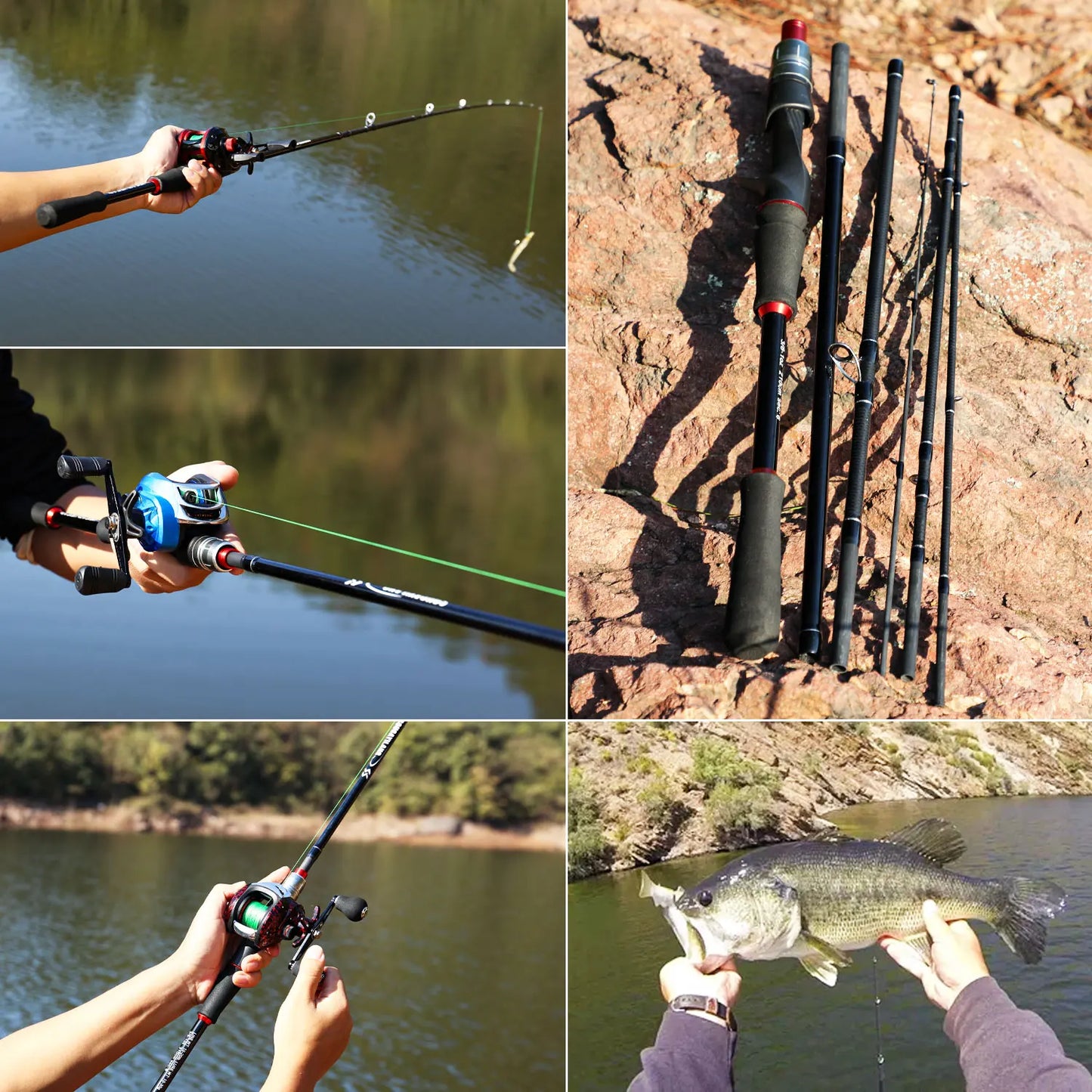 Sougayilang 5 Sections 2.1m Spinning Casting Fishing Rods