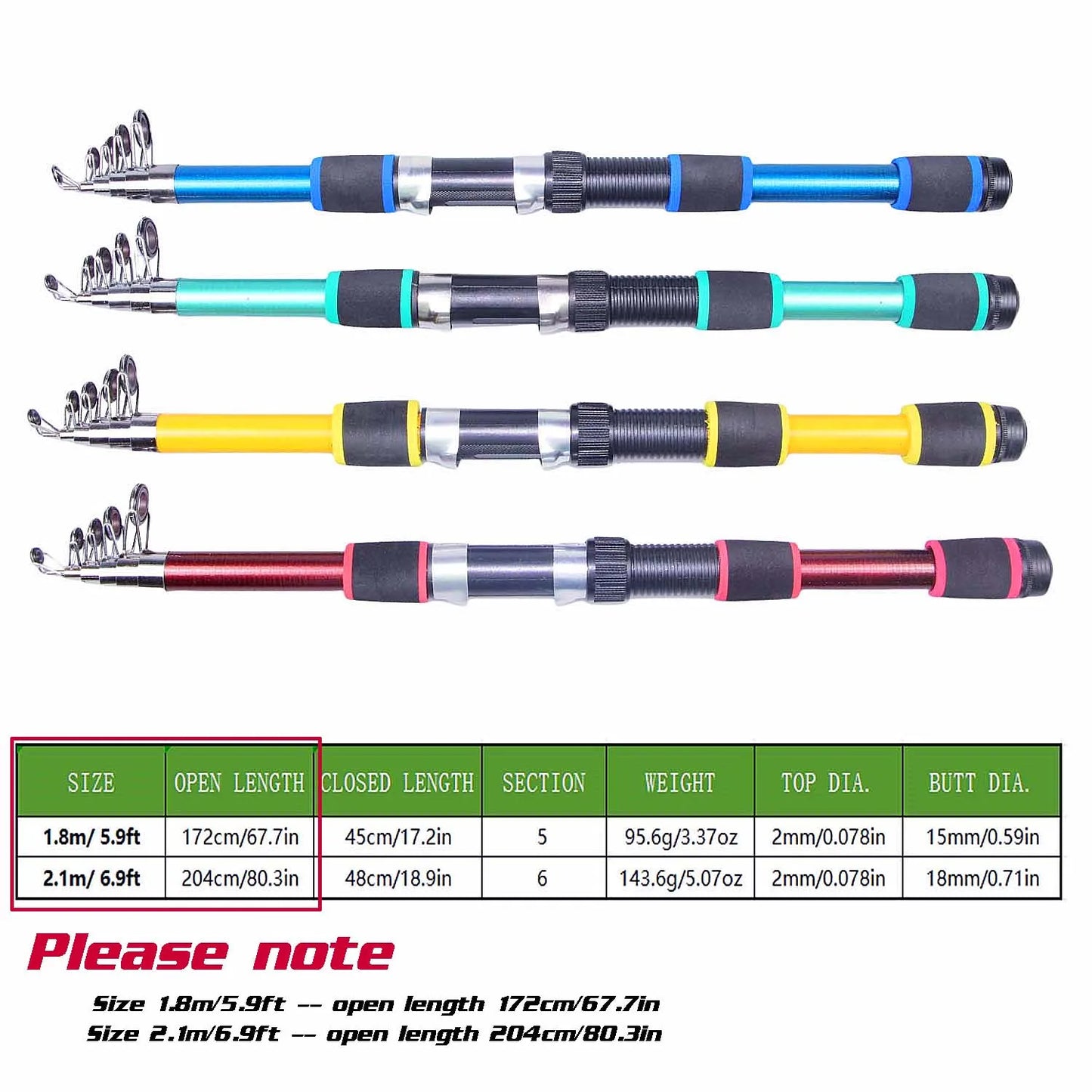 1.8m 2.1M Fishing Rod and Reel Line Lure Set Carbon Fiber Telescopic