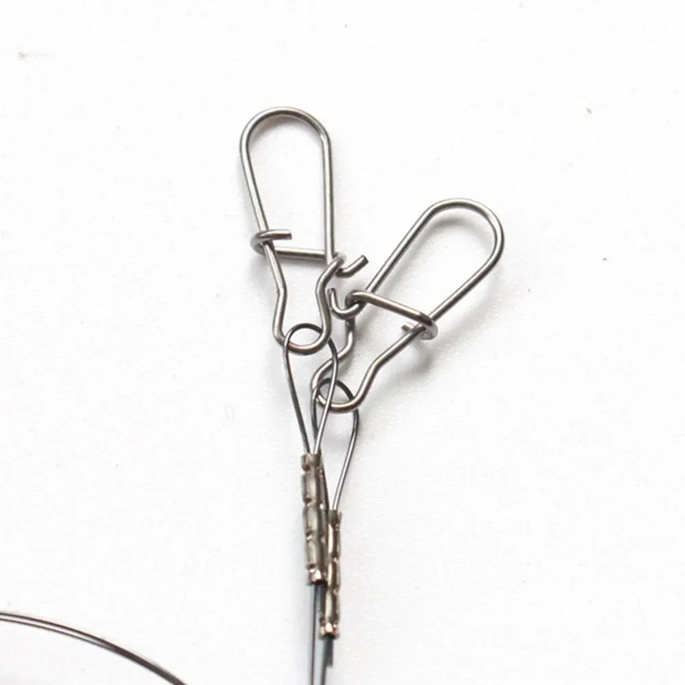 2pcs Fishing Line Steel Wire Leader With Snap Swivels