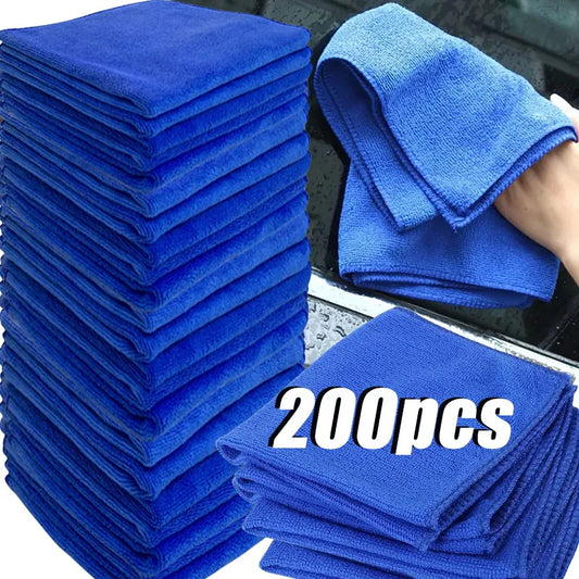 200pcs Microfiber Towels Car Wash Drying Cloth Blue Car Care