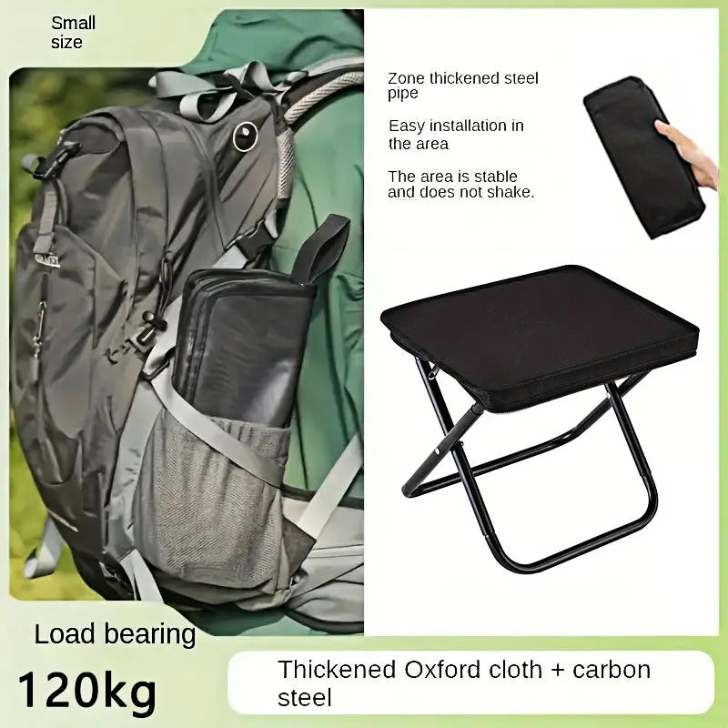 Portable folding stool, foldable hand-held camping stool,