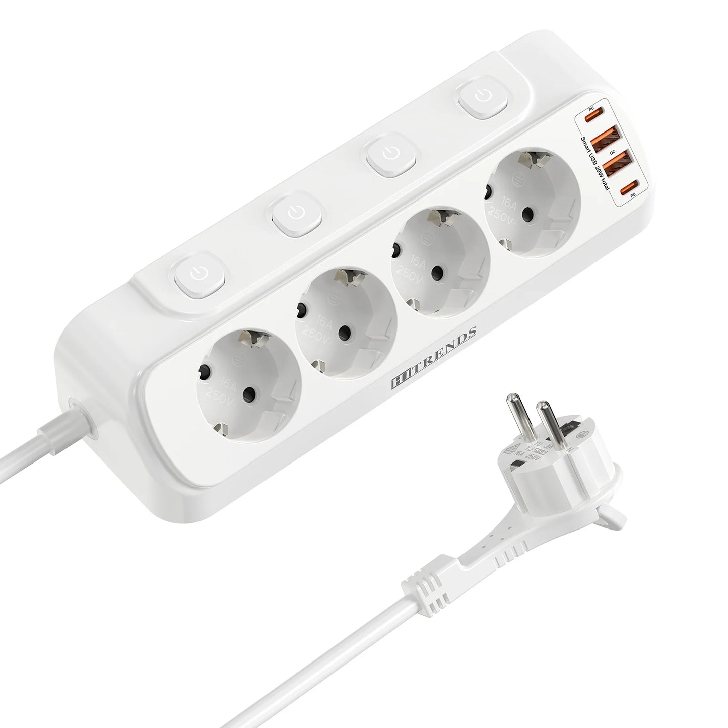 Eu Plug Multi-function power board 2 USB-A and 2USB-C