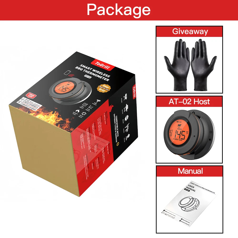 WENMEICE Wireless Bluetooth Meat BBQ Thermometer For Oven Grill Smoker