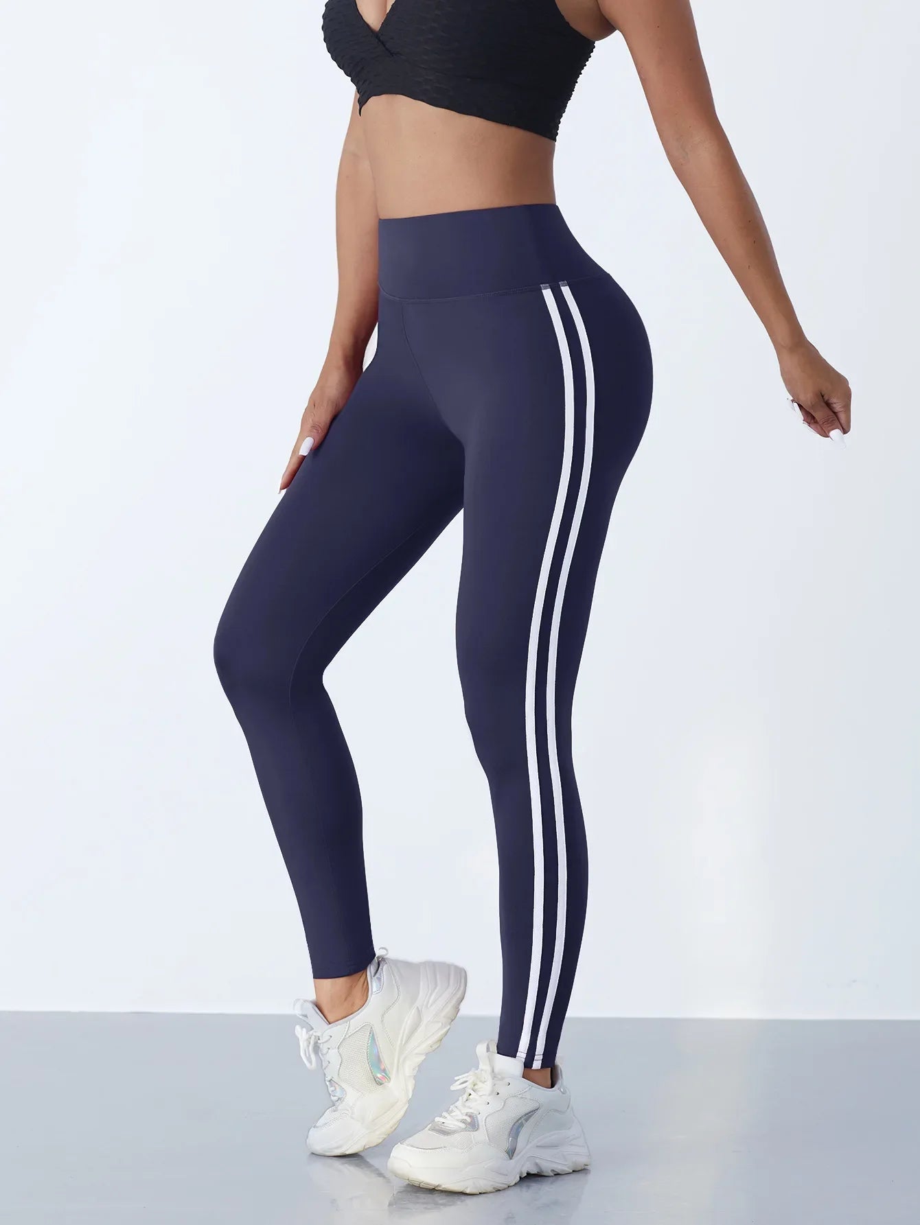 Yogaleggings voor dames, gestreepte, slanke sportbroeken,