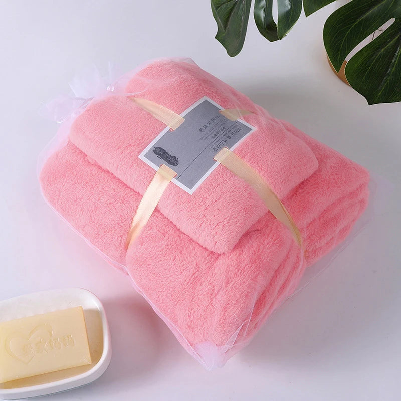 2PC Bath Towels Set Super Soft Highly Absorbent Quick-drying