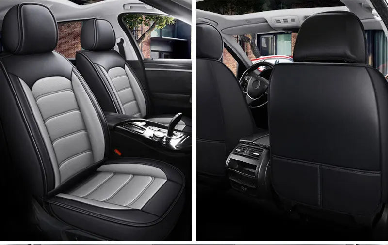 Car Seat Covers Full Set Breathable Leather Auto Front
