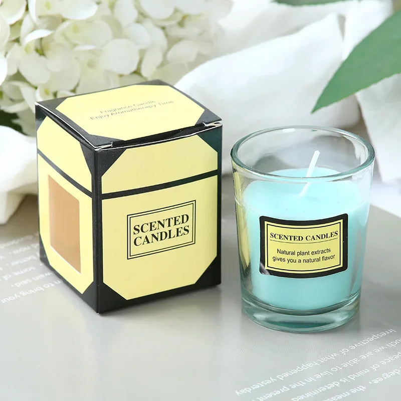 Plant wax scented candle gift box soybean candle glass