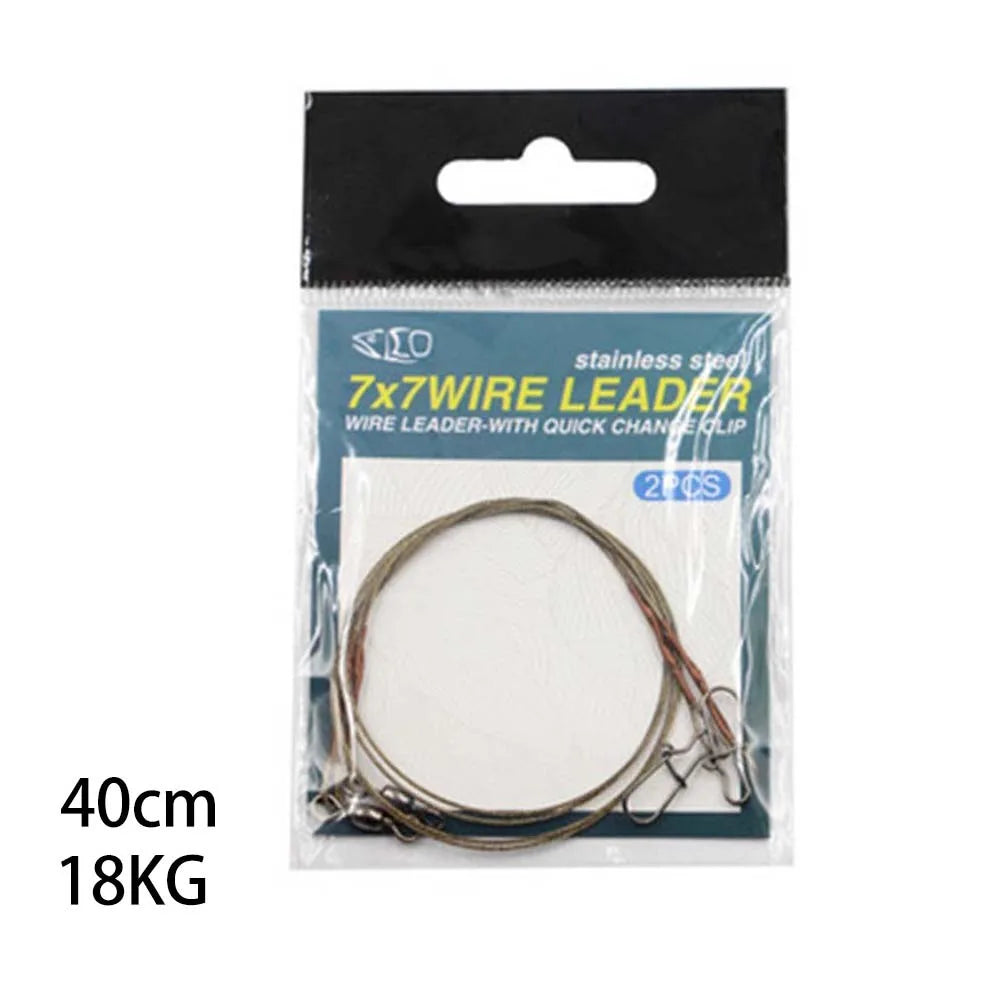 2pcs Fishing Line Steel Wire Leader Snap Rolling Swivel