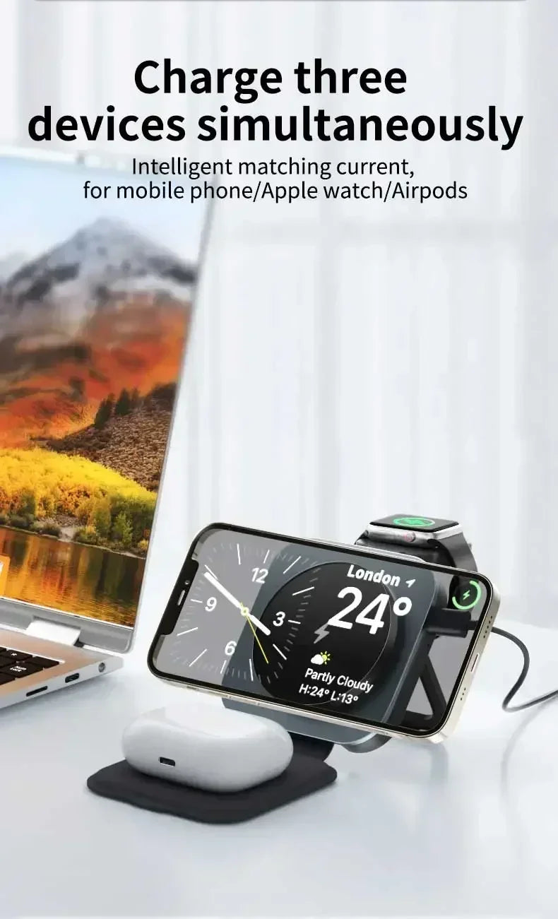 Metal 30W Magnetic Wireless Charger Pad For iPhone 15 14 13 12 Pro Max
