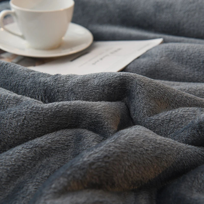Wool Throw Blanket Keep Warm Winter Bed Blankets Double Sided