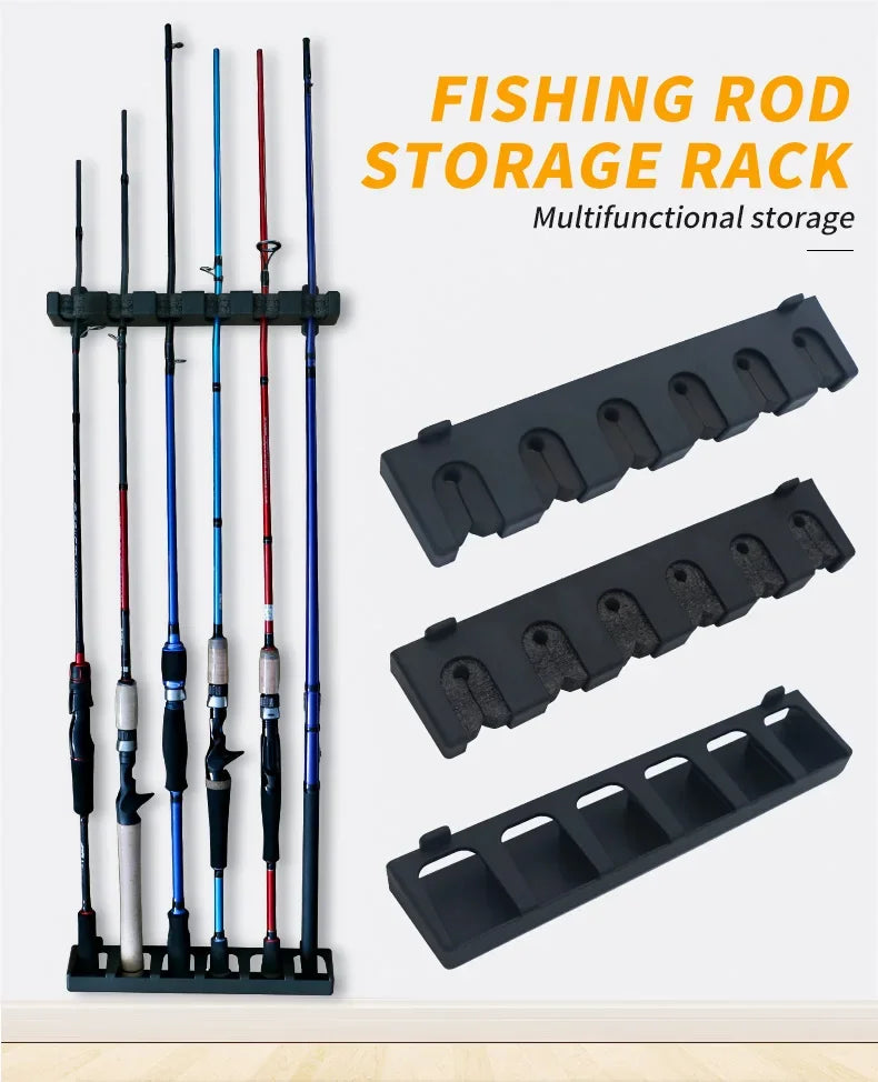 1Pcs Fishing Rod Storage Rack 6 Holes Wall-mounted