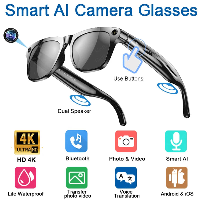 Xiaomi 4k Hd Ai Smart Glasses Camera Wearable Mini Camera