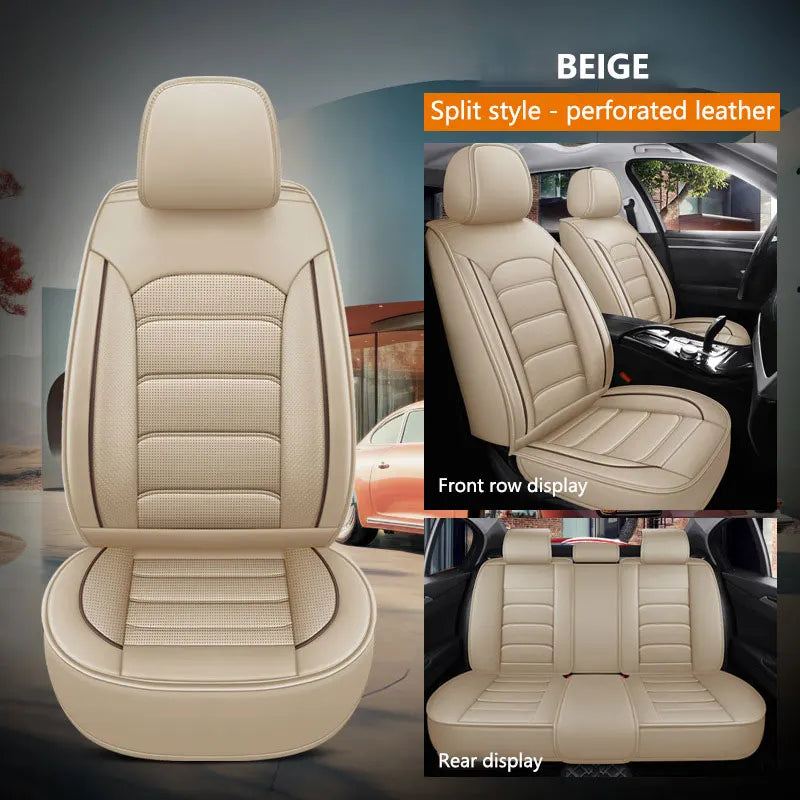 Car Seat Covers Full Set Breathable Leather Auto Front