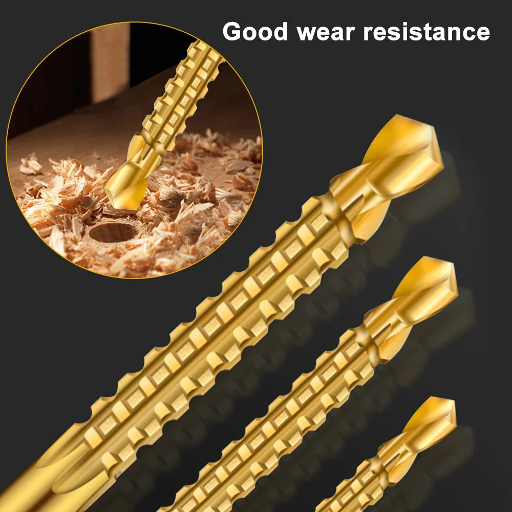 3PC Saw Drill Woodworking Hole Drill Golden Sawtooth