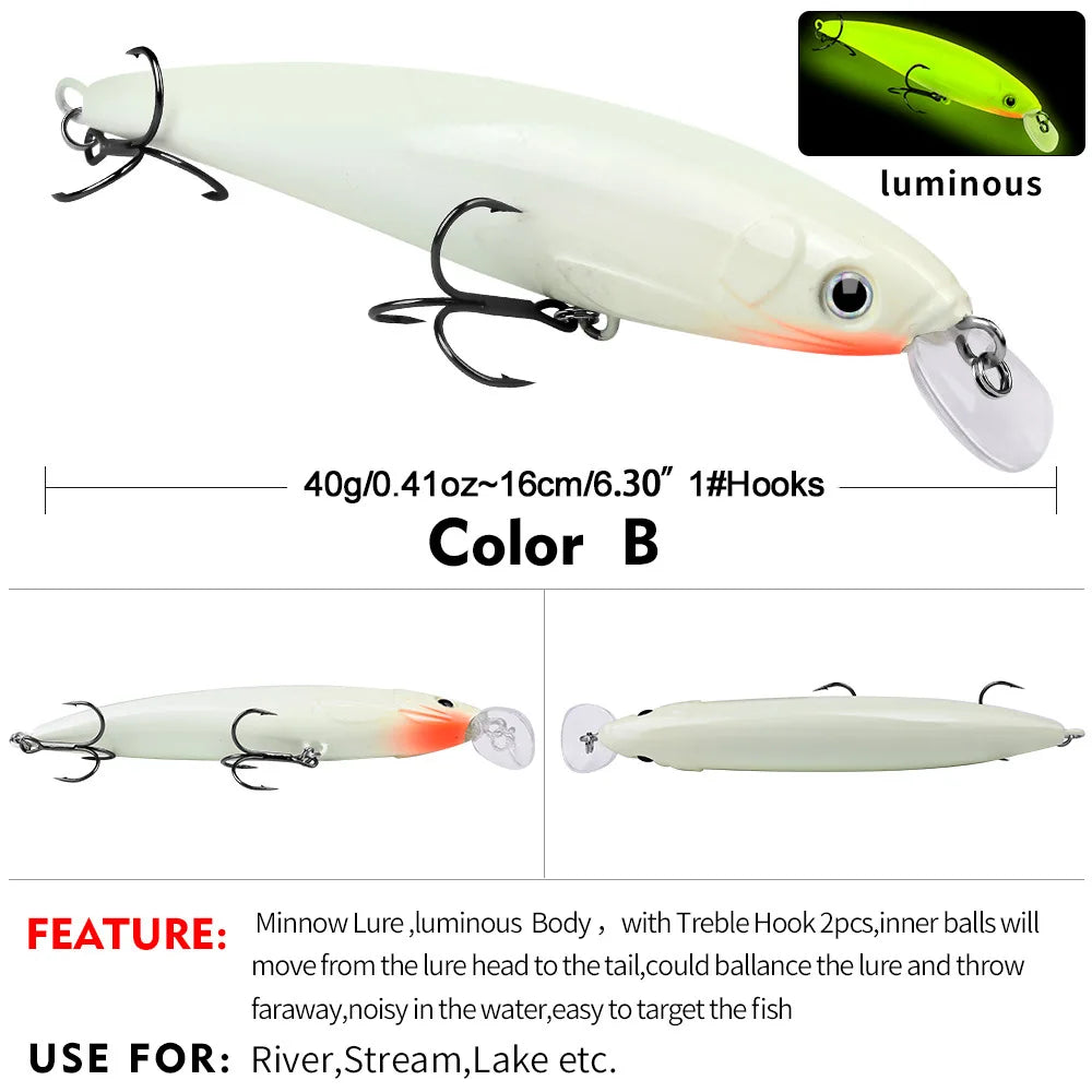 Fish Bait Floating in Water, 40g Biomimetic Artificial Plastic Hard Bait,