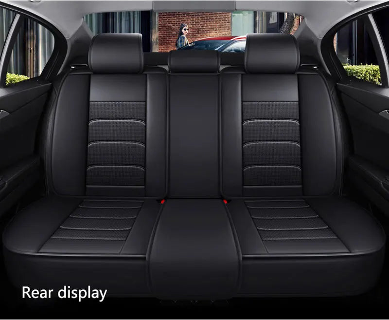 Car Seat Covers Full Set Breathable Leather Auto Front