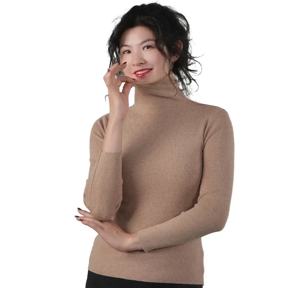 Women Sweater Winter Warm High Collar Knitwear Long Sleeve Slim Jumpers Woman Thermal Tops Clothes Pullover Turtleneck Sweaters