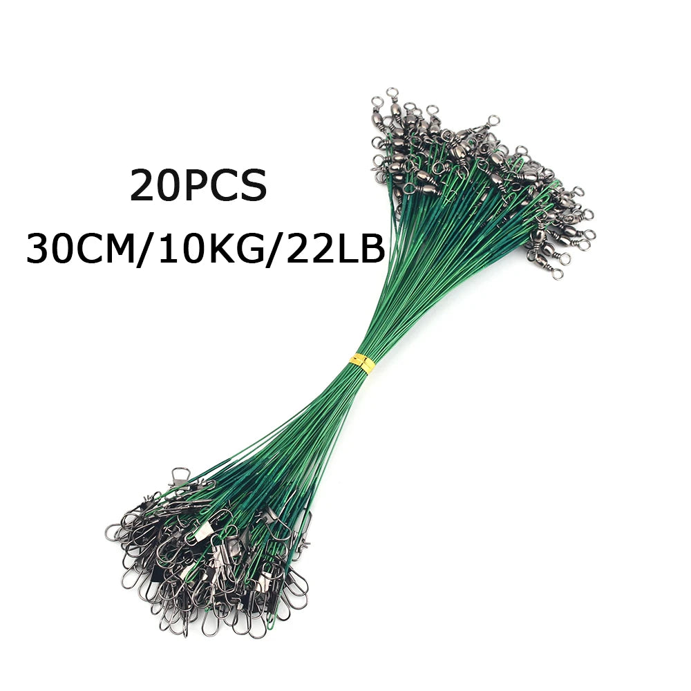 20pcs Steel Wire Leader With Swivel Anti-bite Fishing Line