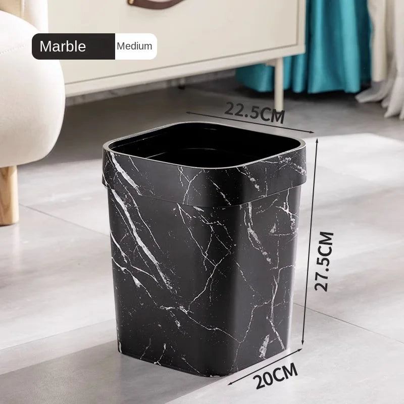 Wood Grain Trash Can Household High-looking
