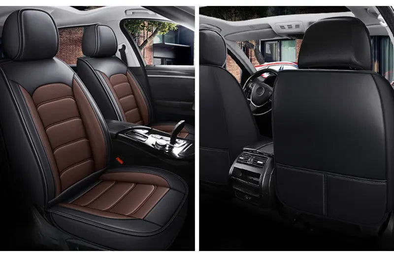 Car Seat Covers Full Set Breathable Leather Auto Front
