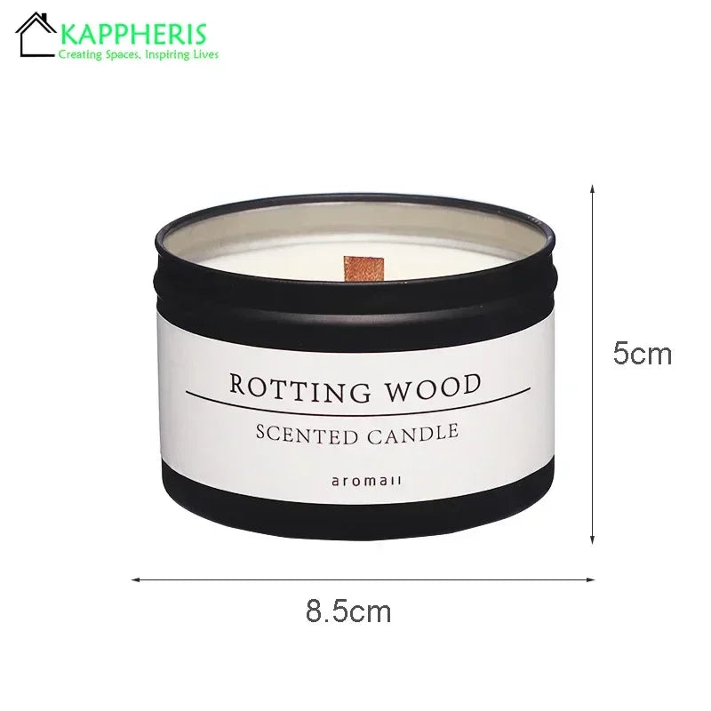 Black Tin Can Scented Aromatic Candles Wooden