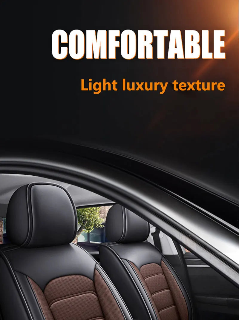 Car Seat Covers Full Set Breathable Leather Auto Front