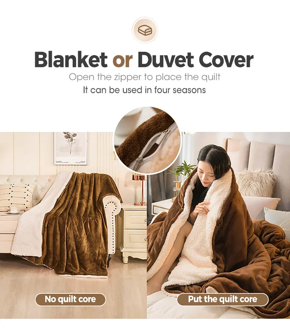 Wool Throw Blanket Keep Warm Winter Bed Blankets Double Sided