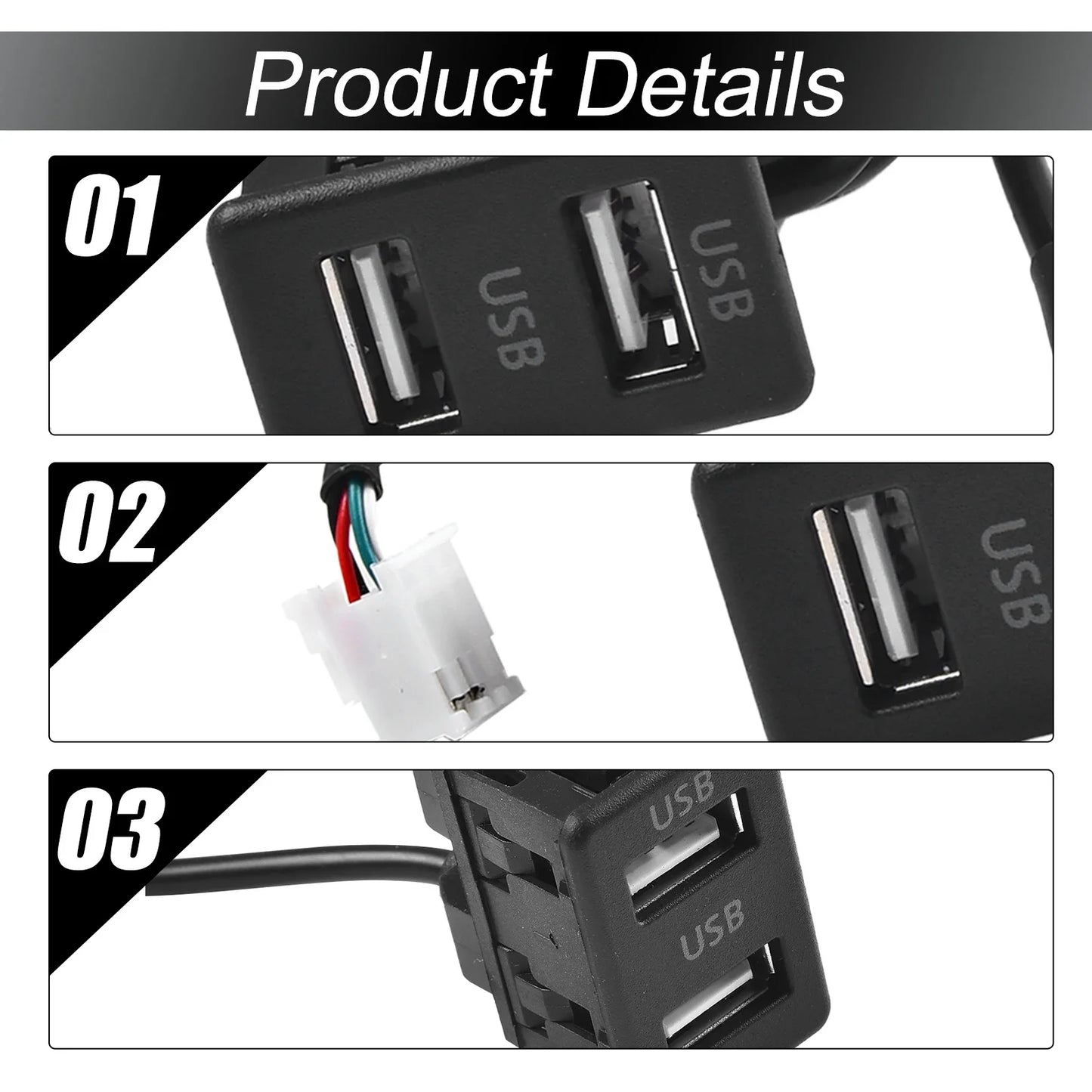 Auto Dashboard USB Socket Dash Mount Dual