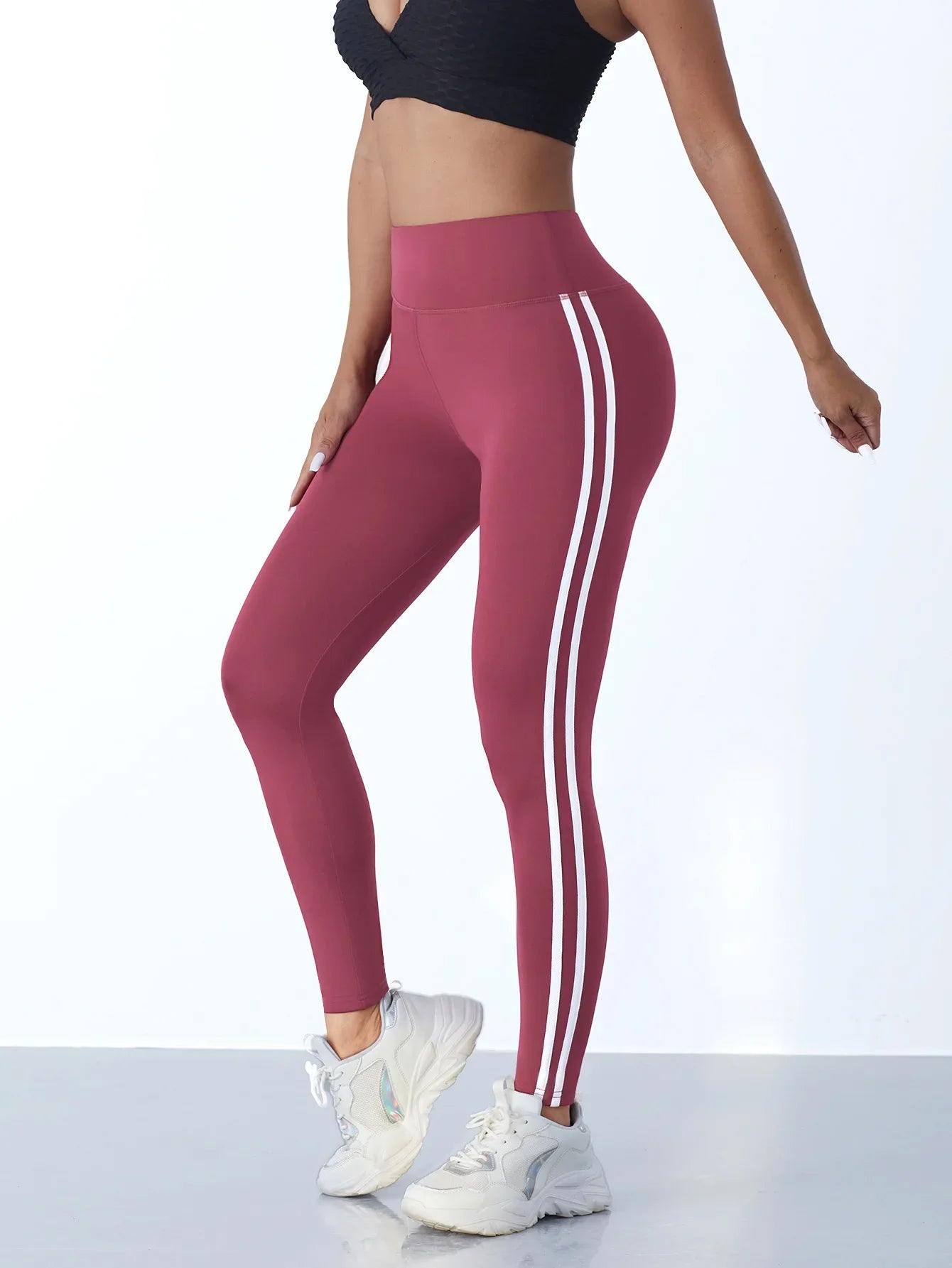 Yogaleggings voor dames, gestreepte, slanke sportbroeken,