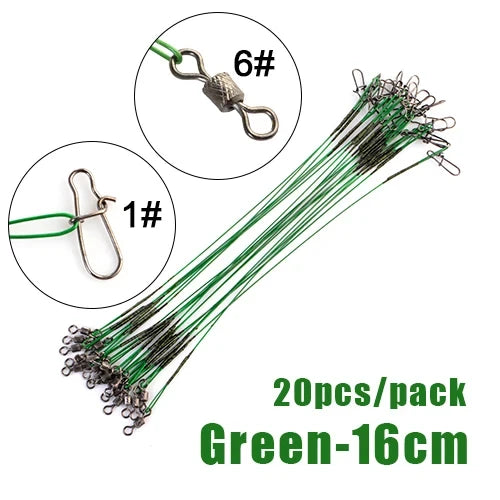 20pcs 16/20/25cm Stainless Steel Wire Leader Fishing