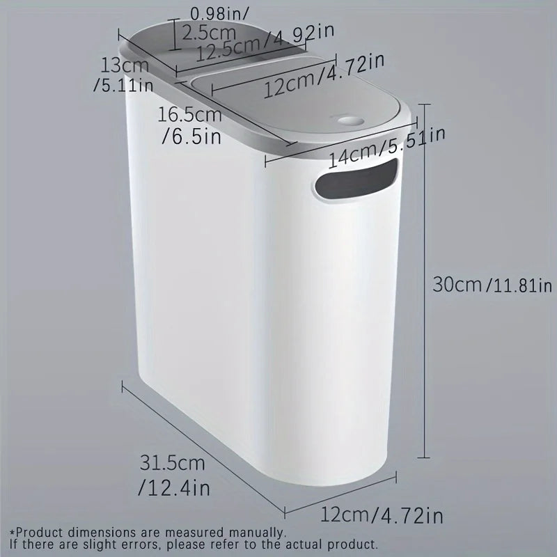 10L Bathroom Trash Can, Household Creative Gap Waste Bin,