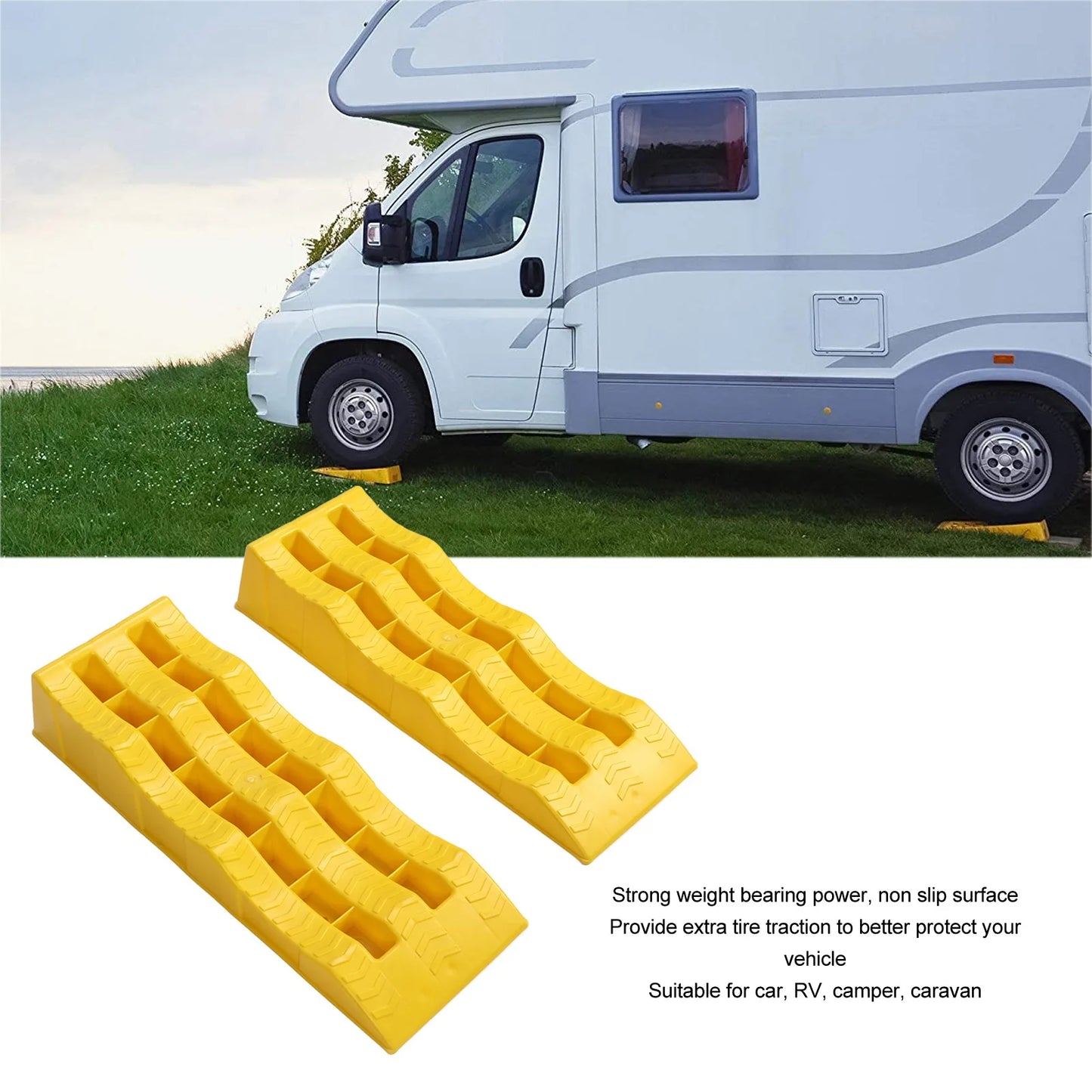 2pcs RV Leveling Ramps 3 Stage Wheel Pad Heavy Duty Wheel