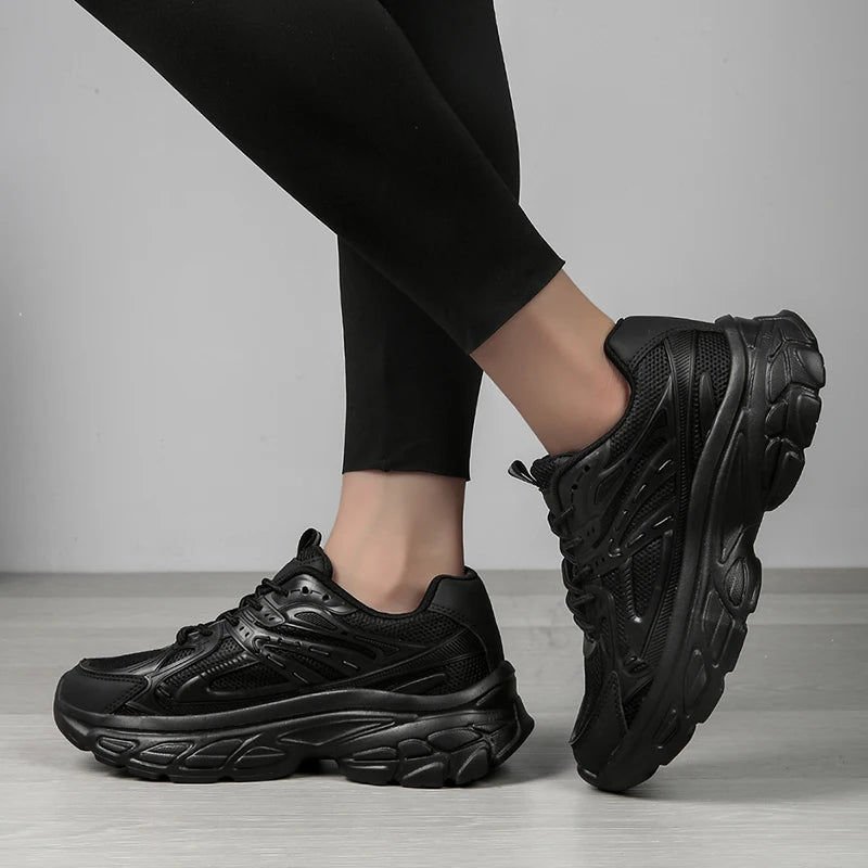 Women's low top sports shoes breathable white lace up walking sports