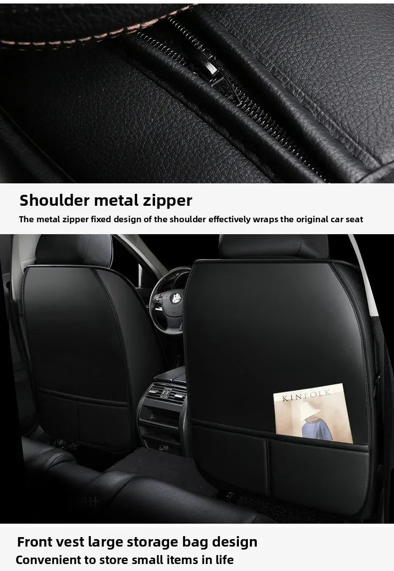 All Season Genuine Leather Full Coverage 5-Seater Car Seat Covers Summer Ready Universal Fit for Cars SUVs Trucks Premium Auto